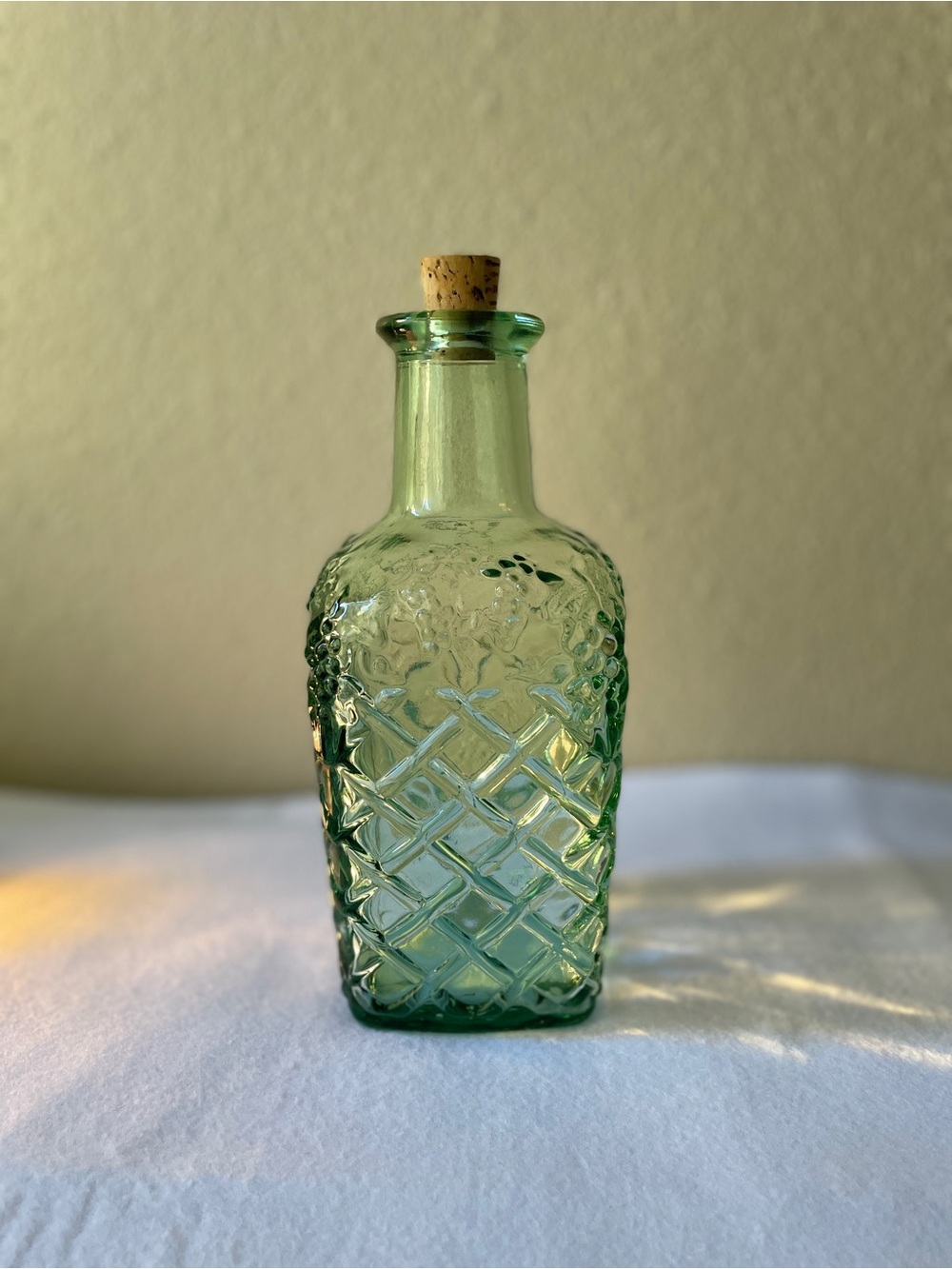 Libbey Green Textured Glass Decanter with Cork
